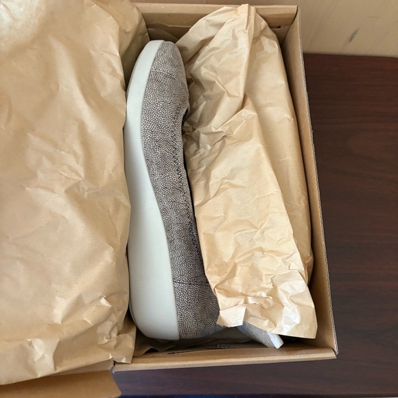 Fitflop F-Pop Ballerina Leather Stone Pebbleprint Gray Women's Flats Sz.9 - Picture 6 of 7